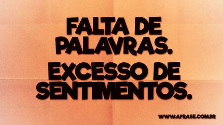 Falta de palavras.
Excesso de sentimentos.
