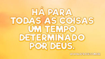 Há para todas as coisas um tempo determinado por Deus.
