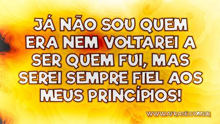 Já não sou quem era nem voltarei a ser quem fui, mas serei sempre fiel aos meus princípios!