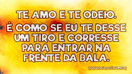 Te amo e te odeio.
É como se eu te desse um tiro e corresse para entrar na frente da bala.