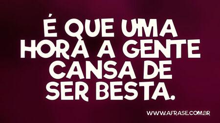 É que uma hora a gente cansa de ser besta.
