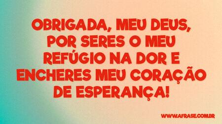 Obrigada, meu Deus, por seres o meu refúgio na dor e encheres meu coração de esperança!