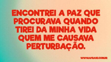Encontrei a paz que procurava quando tirei da minha vida quem me causava perturbação.