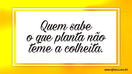 Quem sabe o que planta não teme a colheita.