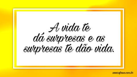 A vida te dá surpresas e as surpresas te dão vida.