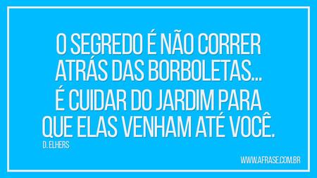 O segredo é não correr atrás das borboletas...
É cuidar do jardim para que elas venham até você.