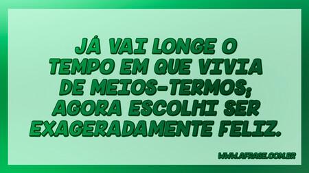 Já vai longe o tempo em que vivia de meios-termos; agora escolhi ser exageradamente feliz.