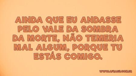 Ainda que eu andasse pelo vale da sombra da morte, não temeria mal algum, porque tu estás comigo.