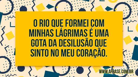 O rio que formei com minhas lágrimas é uma gota da desilusão que sinto no meu coração.