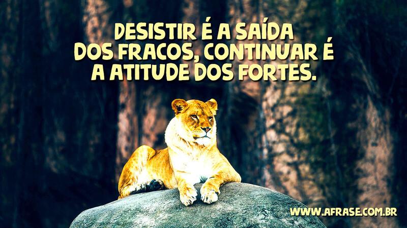 Desistir é a saída dos fracos, continuar é a atitude dos fortes. - Frases de Reflexão