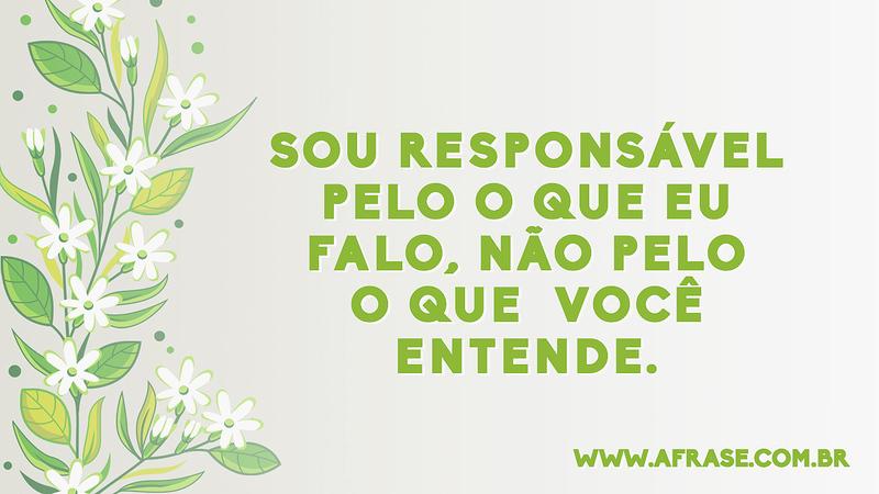 Sou responsável pelo o que eu falo, não pelo o que você entende. - Frases de Reflexão