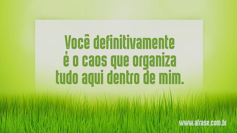 Você definitivamente é o caos que organiza tudo aqui dentro de mim. - Frases de Amor