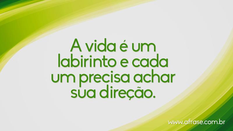 A vida é um labirinto e cada um precisa achar sua direção. - Frases de Vida