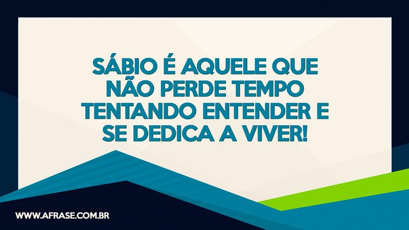 Sábio é aquele que não perde tempo tentando entender e se dedica a viver! - Frases de Vida