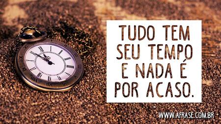 Tudo tem seu tempo e nada é por acaso.
