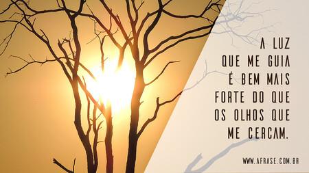 A luz que me guia é bem mais forte do que os olhos que me cercam.
