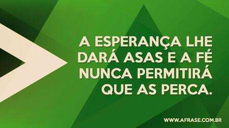 A esperança lhe dará asas e a fé nunca permitirá que as perca.