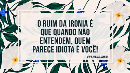 O ruim da ironia é que quando não entendem, quem parece idiota é você!