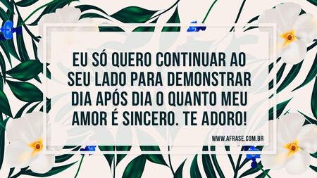 Eu só quero continuar ao seu lado para demonstrar dia após dia o quanto meu amor é sincero.
Te adoro!
