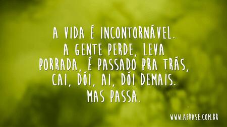 A vida é incontornável.
A gente perde, leva porrada, é passado pra trás, cai, dói, ai, dói demais.
Mas passa.