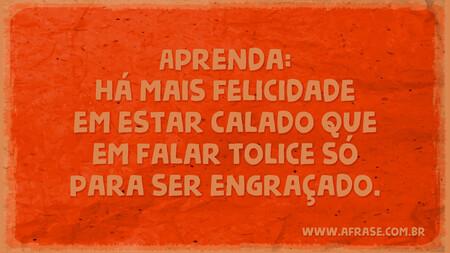 Aprenda: há mais felicidade em estar calado que em falar tolice só para ser engraçado.