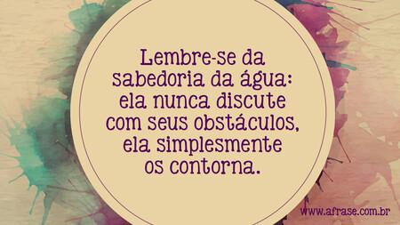 Lembre-se da sabedoria da água: ela nunca discute com seus obstáculos, ela simplesmente os contorna.