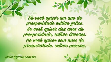 Se você quiser um ano de prosperidade cultive grãos.
Se você quiser dez anos de prosperidade, cultive árvores.
Se você quiser cem anos de prosperidade, cultive pessoas.