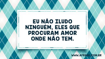 Eu não iludo ninguém, eles que procuram amor onde não tem.