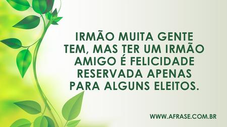 Irmão muita gente tem, mas ter um irmão amigo é felicidade reservada apenas para alguns eleitos.