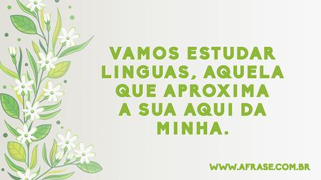 Vamos estudar linguas, aquela que aproxima a sua aqui da minha.