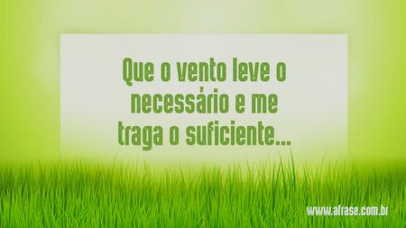 Que o vento leve o necessário e me traga o suficiente…