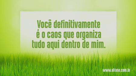 Você definitivamente é o caos que organiza tudo aqui dentro de mim.