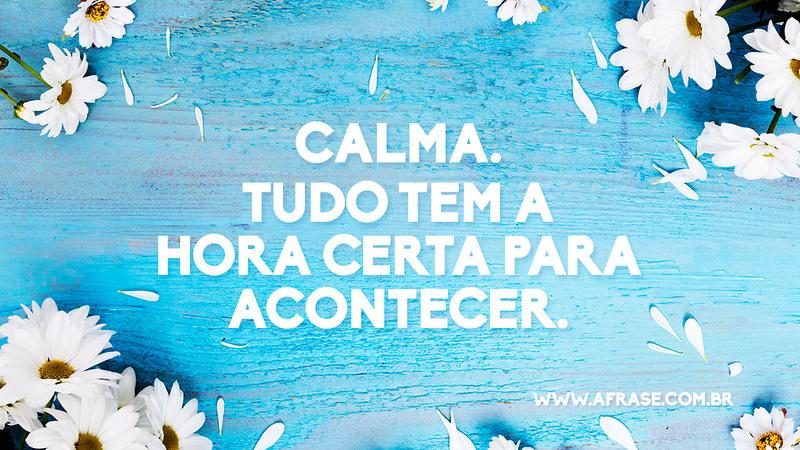 Calma. Tudo tem a hora certa para acontecer. - Frases de Motivação