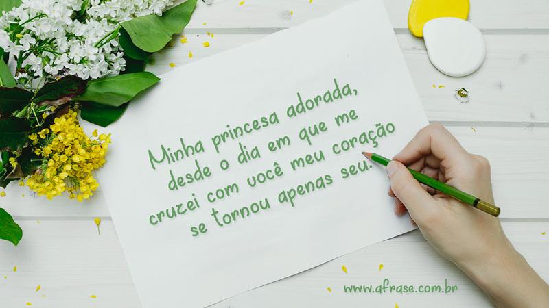 Minha princesa adorada, desde o dia em que me cruzei com você meu coração se tornou apenas seu. - Frases Românticas