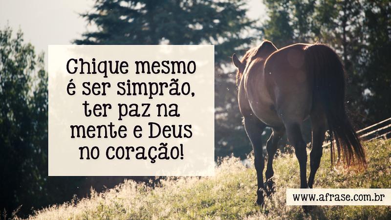 Chique mesmo é ser simprão, ter paz na mente e Deus no coração! - Frases Religiosas