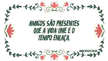 Amigos são presentes que a vida une e o tempo enlaça.
