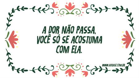 A dor não passa, você só se acostuma com ela.