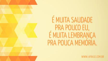 É muita saudade pra pouco eu, é muita lembrança pra pouca memória.