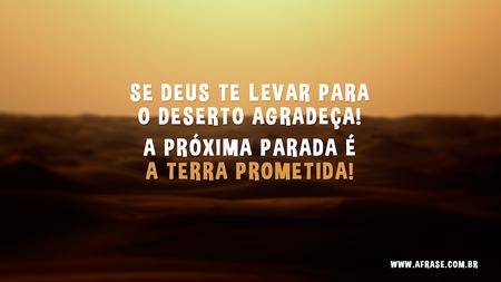 Se Deus te levar para o deserto agradeça!
A próxima parada é a terra prometida!