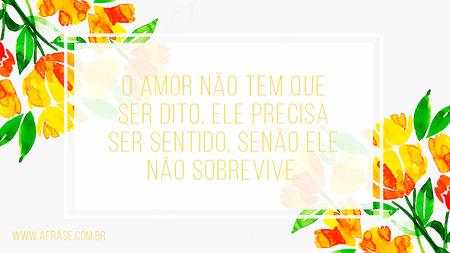 O amor não tem que ser dito, ele precisa ser sentido, senão ele não sobrevive.
