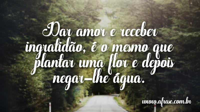 Dar amor e receber ingratidão, é o mesmo que plantar uma flor e depois negar-lhe água. - Frases de Amor