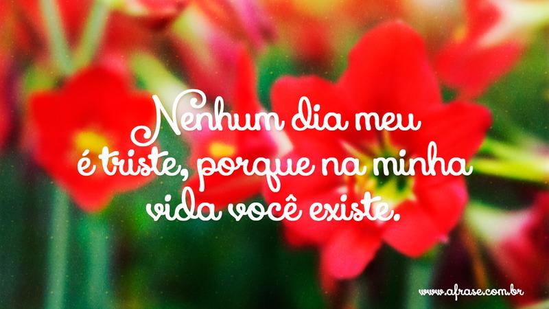 Nenhum dia meu é triste, porque na minha vida você existe. -Frases Românticas 