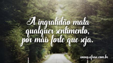 A ingratidão mata qualquer sentimento, por mais forte que seja.