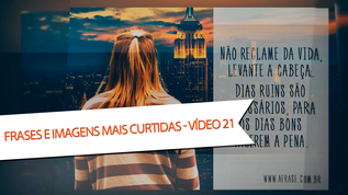 Não reclame da vida, levante a cabeça.
Dias ruins são necessários, para os dias bons valerem a pena.

Ou você arrisca ou fica na vontade.

Futuramente você entenderá porque Deus permitiu certas coisas em sua vida.

Distribua sorrisos, amor e palavras de ânimo.
Tudo isso voltará para você!

Não importa o tempo, se esperarmos em Deus sempre seremos surpreendidos por bondade e misericórdia!
